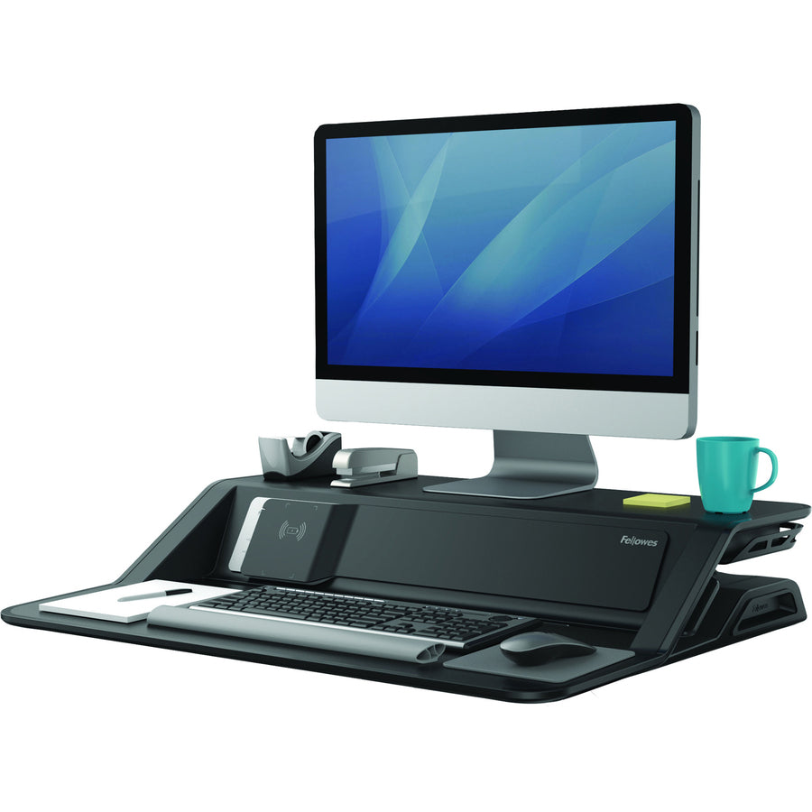 Fellowes Lotus DX Sit-Stand Workstation - 35 lb Load Capacity - 5.50" Height x 32.75" Width x 24.25" Depth - Black - Ant