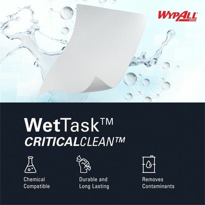 Wypall CriticalClean WetTask Wipers - For Multi Surface - Wipe - 6" Length x 12" Width - Disinfectant - White - 140/Roll