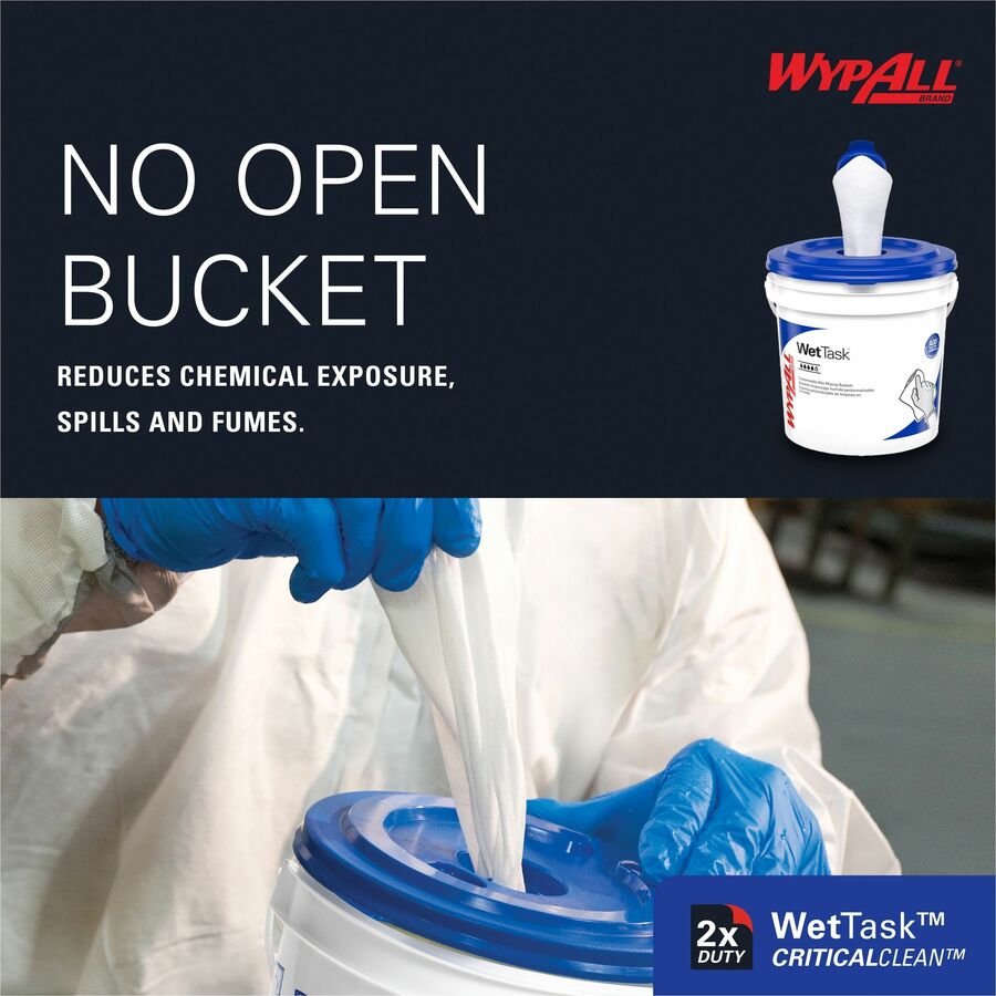 Wypall CriticalClean WetTask Wipers - For Multi Surface - Wipe - 6" Length x 12" Width - Disinfectant - White - 140/Roll