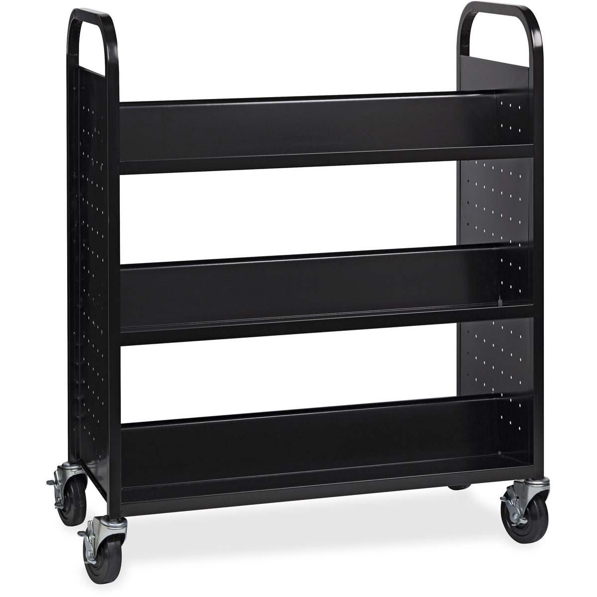 Lorell Double-sided Book Cart - 6 Shelf - Round Handle - 5" Caster Size - Steel - 38" Width x 18" Depth x 46.25" Height 