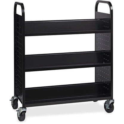 Lorell Double-sided Book Cart - 6 Shelf - Round Handle - 5" Caster Size - Steel - 38" Width x 18" Depth x 46.25" Height 