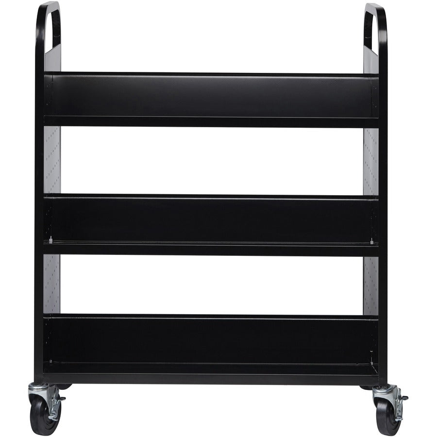 Lorell Double-sided Book Cart - 6 Shelf - Round Handle - 5" Caster Size - Steel - 38" Width x 18" Depth x 46.25" Height 