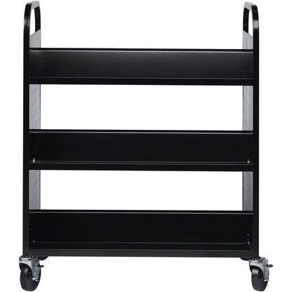 Lorell Double-sided Book Cart - 6 Shelf - Round Handle - 5" Caster Size - Steel - 38" Width x 18" Depth x 46.25" Height 