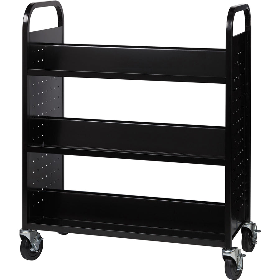Lorell Double-sided Book Cart - 6 Shelf - Round Handle - 5" Caster Size - Steel - 38" Width x 18" Depth x 46.25" Height 
