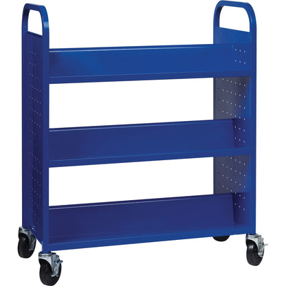 Lorell Double-sided Book Cart - 6 Shelf - Round Handle - 5" Caster Size - Steel - 38" Width x 18" Depth x 46.25" Height 