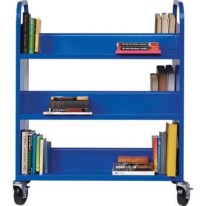 Lorell Double-sided Book Cart - 6 Shelf - Round Handle - 5" Caster Size - Steel - 38" Width x 18" Depth x 46.25" Height 