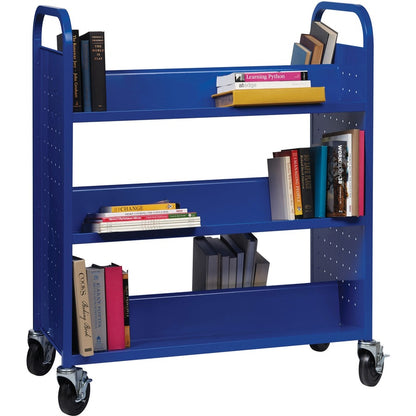 Lorell Double-sided Book Cart - 6 Shelf - Round Handle - 5" Caster Size - Steel - 38" Width x 18" Depth x 46.25" Height 