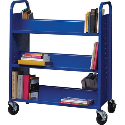 Lorell Double-sided Book Cart - 6 Shelf - Round Handle - 5" Caster Size - Steel - 38" Width x 18" Depth x 46.25" Height 