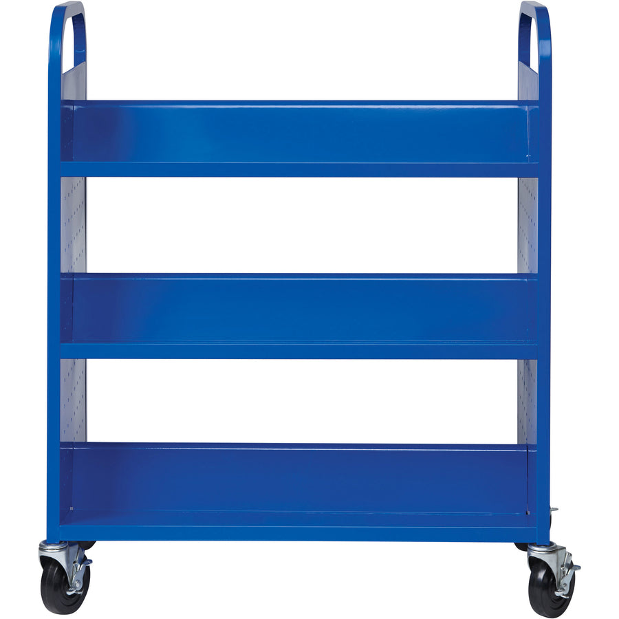 Lorell Double-sided Book Cart - 6 Shelf - Round Handle - 5" Caster Size - Steel - 38" Width x 18" Depth x 46.25" Height 