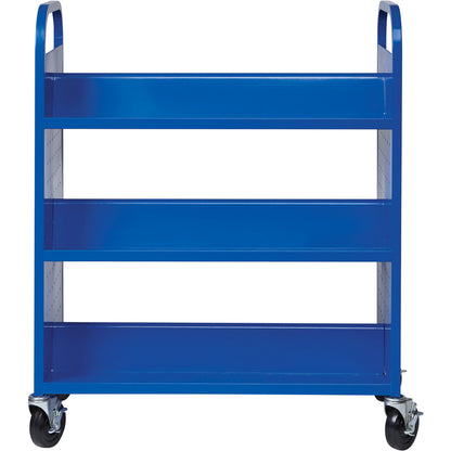Lorell Double-sided Book Cart - 6 Shelf - Round Handle - 5" Caster Size - Steel - 38" Width x 18" Depth x 46.25" Height 