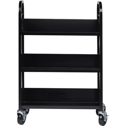 Lorell Single-sided Book Cart - 3 Shelf - Round Handle - 5" Caster Size - Steel - 32" Width x 14" Depth x 46" Height - B