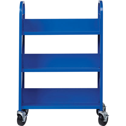 Lorell Single-sided Book Cart - 3 Shelf - Round Handle - 5" Caster Size - Steel - 32" Width x 14" Depth x 46" Height - B