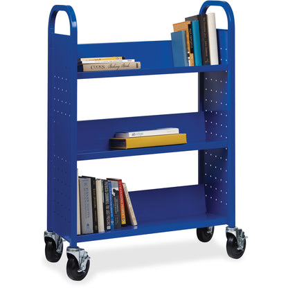 Lorell Single-sided Book Cart - 3 Shelf - Round Handle - 5" Caster Size - Steel - 32" Width x 14" Depth x 46" Height - B