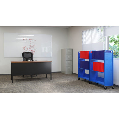 Lorell Single-sided Book Cart - 3 Shelf - Round Handle - 5" Caster Size - Steel - 32" Width x 14" Depth x 46" Height - B