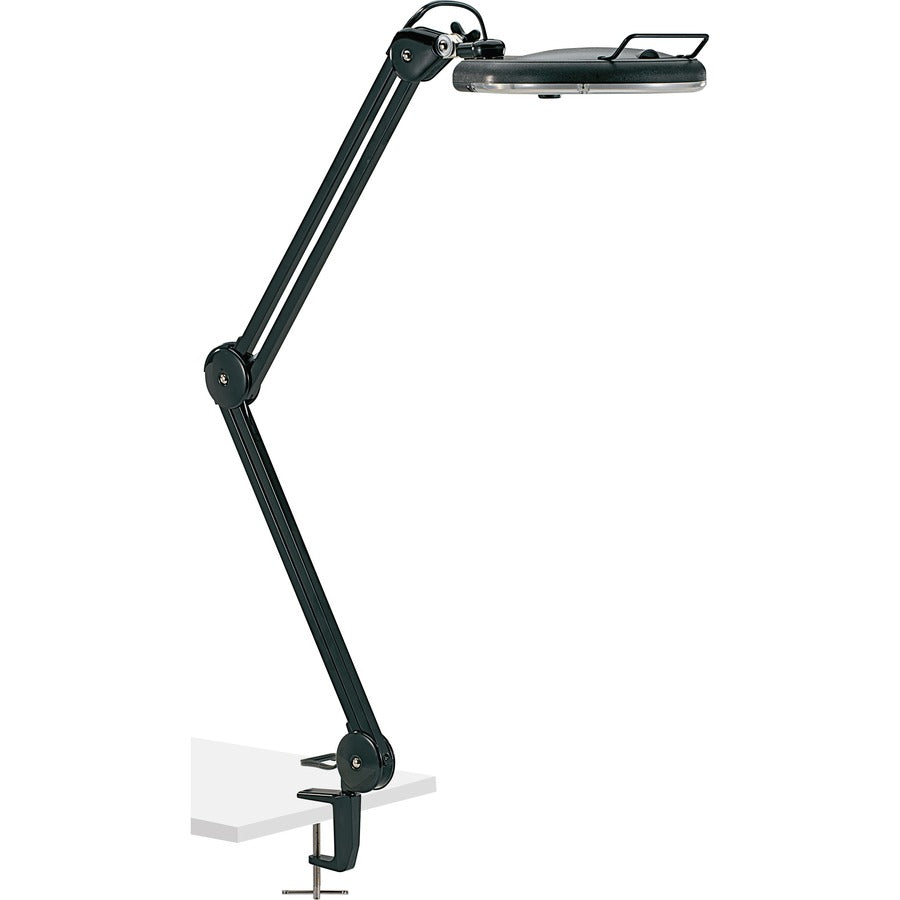 Lorell Magnifier Lamp with Clamp-On - 33" Height x 5.1" Width - 22 W Bulb - Glass, Metal - Black