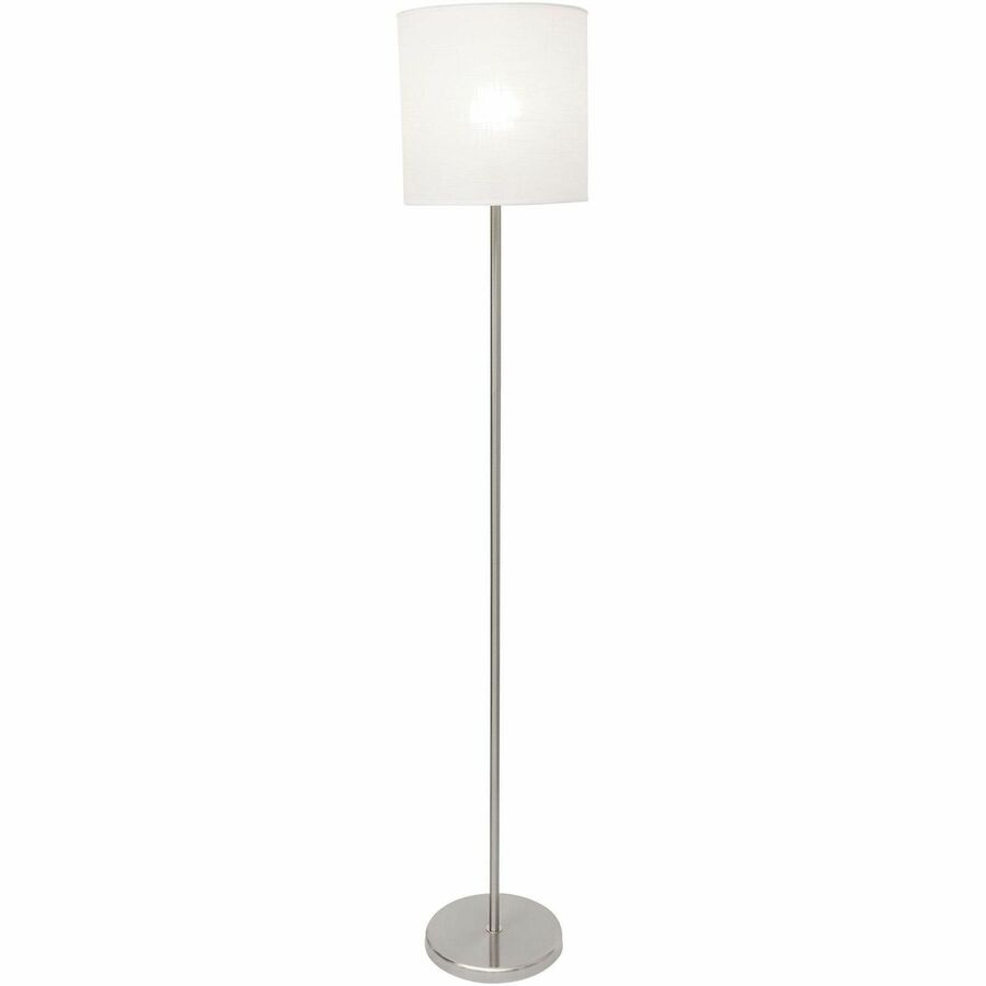 Lorell LED Contemporary Floor Lamp - 65" Height x 12" Width - 10 W LED Bulb - Brushed Nickel - Floor-mountable - Silver