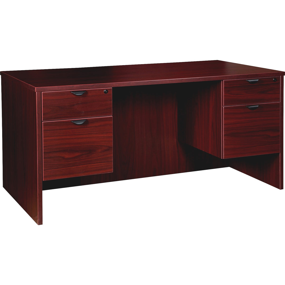 Lorell Prominence 2.0 3/4 Double-Pedestal Desk - 1" Thickness Top, 29" Height x 60" Width x 30" Depth - Total Drawer(s):