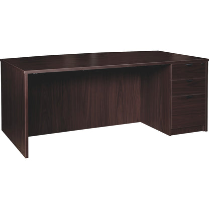 Lorell Prominence 2.0 Bowfront Right-Pedestal Desk - 1" Thickness Top, 29" Height x 72" Width x 42" Depth - Total Drawer