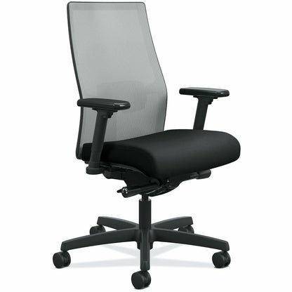 HON Ignition HIWMMKD Task Chair - Black Seat Color - Fabric Seat Material - Fog Back Color - Ilira-stretch Back Material