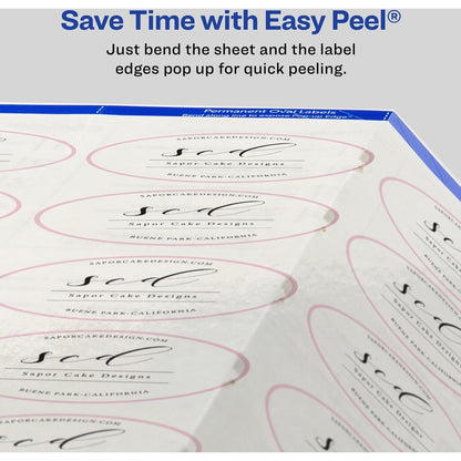 Avery® Sure Feed Glossy Labels - 1 1/2" Width x 2 1/2" Length - Permanent Adhesive - Oval - Laser, Inkjet - Crystal Clea
