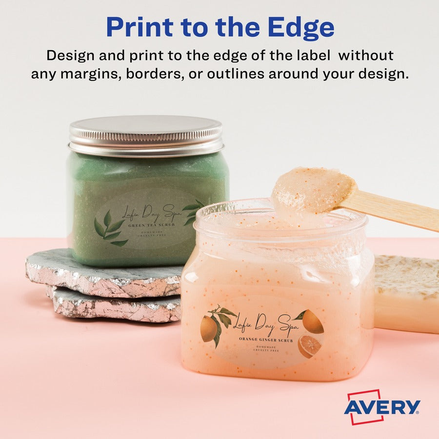 Avery® Sure Feed Glossy Labels - 1 1/2" Width x 2 1/2" Length - Permanent Adhesive - Oval - Laser, Inkjet - Crystal Clea