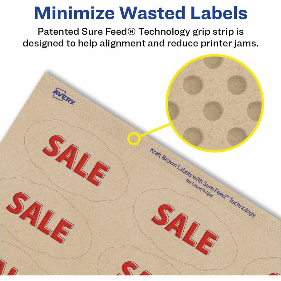 Avery® Multipurpose Label - Waterproof - 1 1/8" Width x 2 1/4" Length - Permanent Adhesive - Oval Scallop - Inkjet, Lase