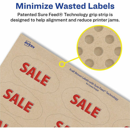 Avery® Multipurpose Label - Waterproof - 1 1/8" Width x 2 1/4" Length - Permanent Adhesive - Oval Scallop - Inkjet, Lase