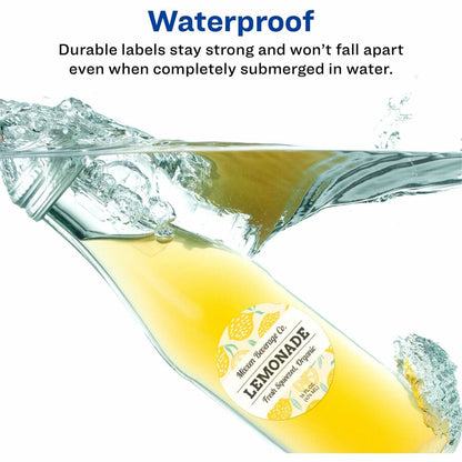 Avery® Waterproof Round Labels, 2.5" Diameter, White, 72ct (22856) - Waterproof - x 2 1/2" Diameter - Permanent Adhesive
