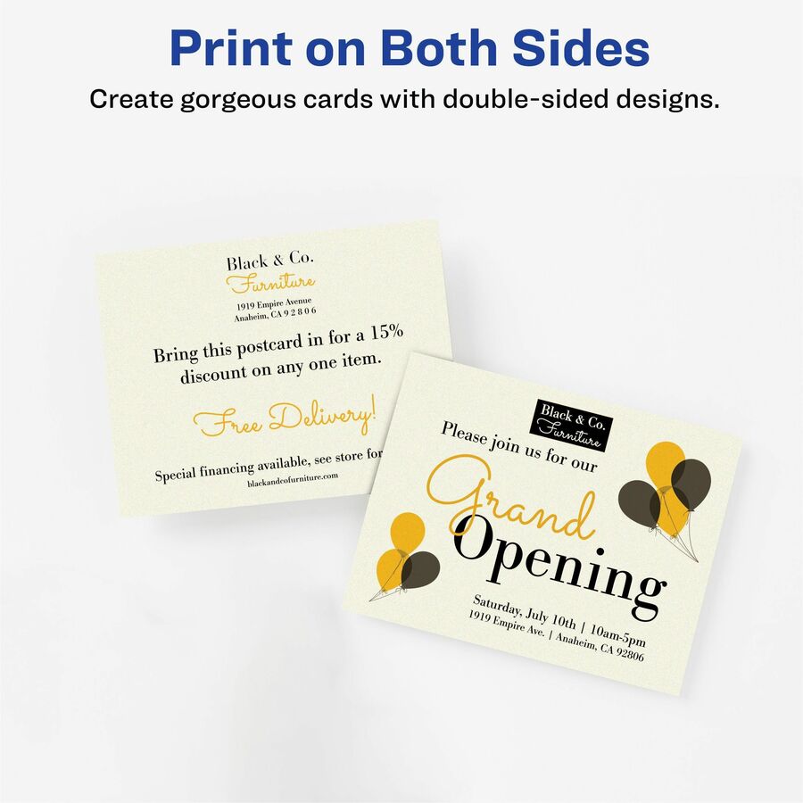 Avery® Postcards, Ivory, Two-Sided, 4-1/4" x 5-1/2" , 100 Cards (5919) - 79 Brightness - 4 1/4" x 5 1/2" - 80 lb Basis W
