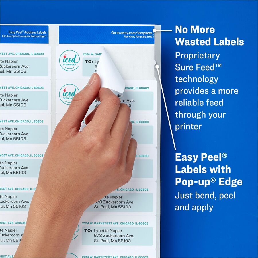 Avery® Easy Peel High Gloss Clear Mailing Labels - 2/3" Width x 1 3/4" Length - Permanent Adhesive - Rectangle - Inkjet,