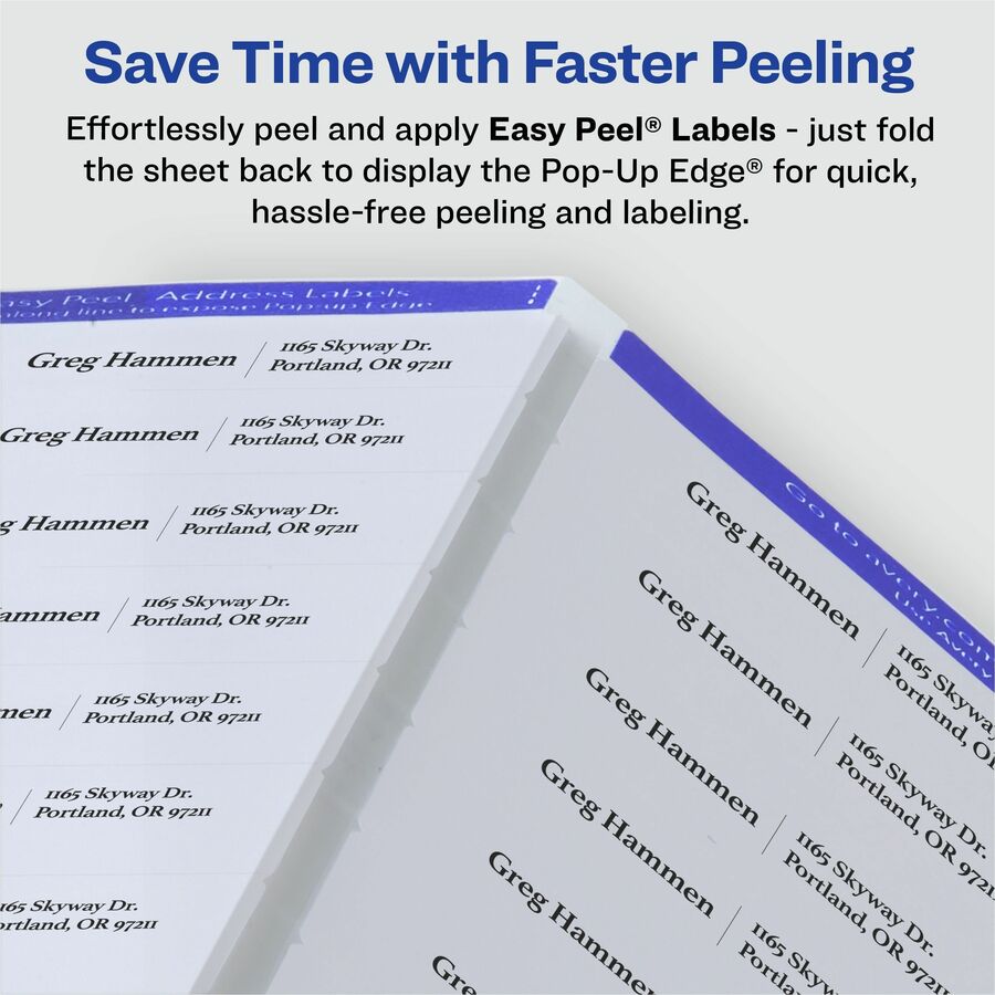 Avery® Address Labels, 1" x 2-5/8" , Glossy Clear, 300ct (6521) - x 1" Width x 2 5/8" Length - Permanent Adhesive - Rect