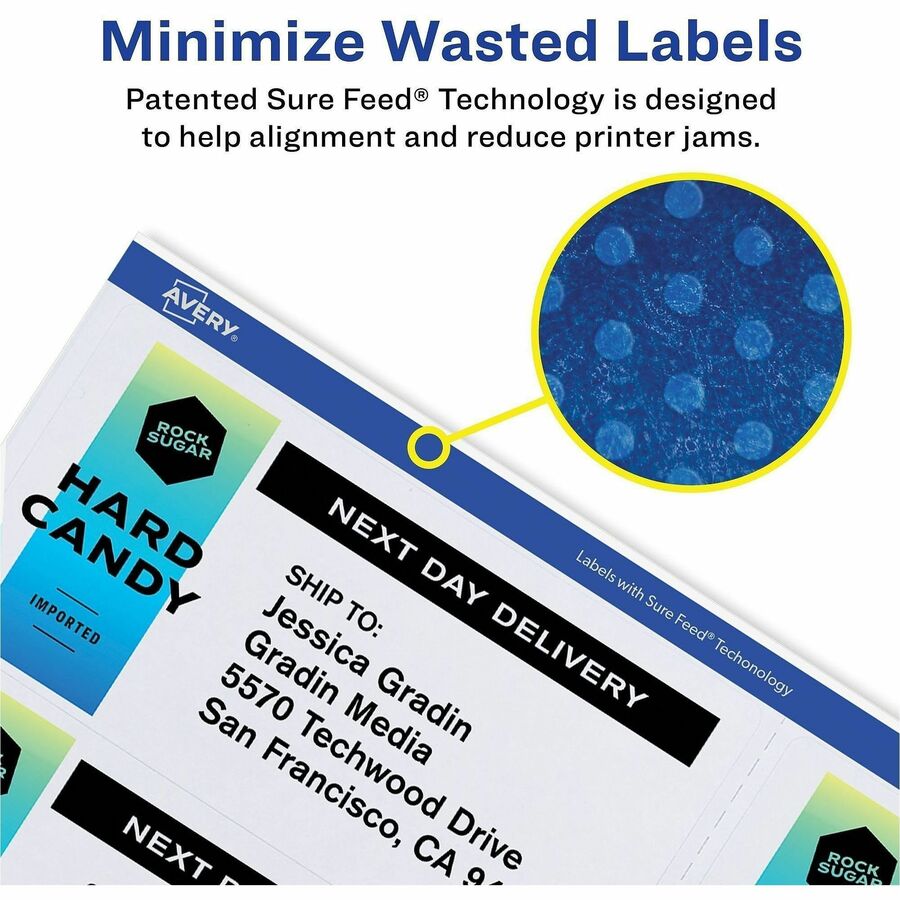 Avery® Shipping Labels, Glossy Clear, 2" x 4" , 100 Labels (6522) - x 2" Width x 4" Length - Permanent Adhesive - Rectan