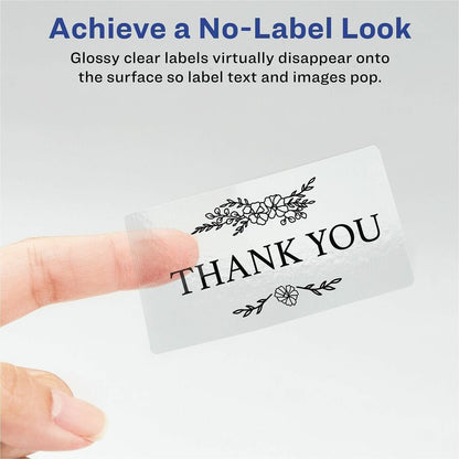 Avery® Shipping Labels, Glossy Clear, 2" x 4" , 100 Labels (6522) - x 2" Width x 4" Length - Permanent Adhesive - Rectan