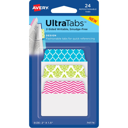 Avery® UltraTabs Color Design 2-sided Multiuse Tabs - 24 Tab(s) - 1.50" Tab Height x 2" Tab Width - Removable - 1 Each