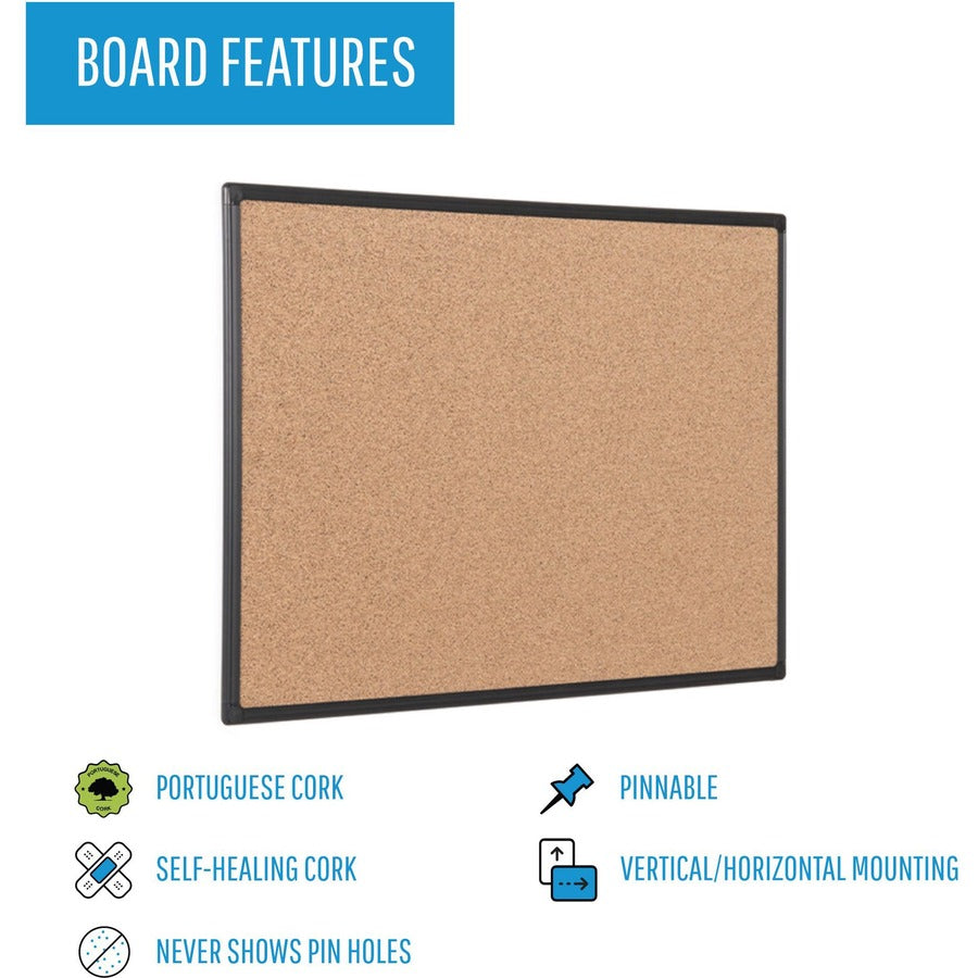 MasterVision Maya Series Techcork Board - 36" Board Height x 24" Board Width - Brown Rubber Surface - Self-healing - Bla