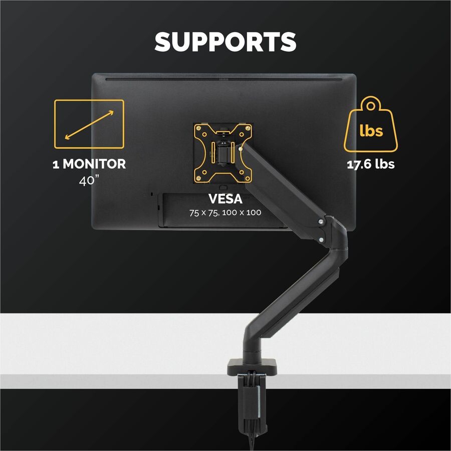 Fellowes Platinum Mounting Arm for Monitor - Black - Height Adjustable - 1 Display(s) Supported - 19.70" to 32" Screen S