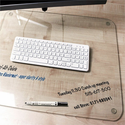 Floortex Desktex® Glaciermat Glass Desk Pad - 20" x 36" - Rectangular - 20" Width x 36" Length x 0.20000" Depth - Clear 
