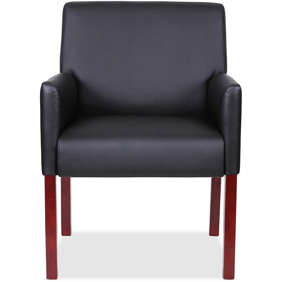 Lorell Full-sided Upholstered Arms Guest Chair - Black Seat Color - Leather Seat Material - Black Back Color - Leather B