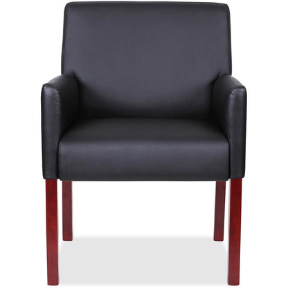 Lorell Full-sided Upholstered Arms Guest Chair - Black Seat Color - Leather Seat Material - Black Back Color - Leather B