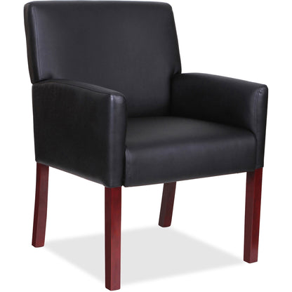 Lorell Full-sided Upholstered Arms Guest Chair - Black Seat Color - Leather Seat Material - Black Back Color - Leather B