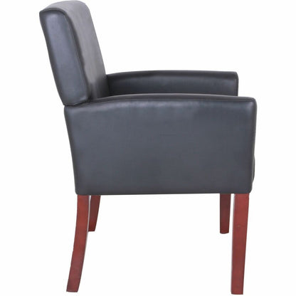 Lorell Full-sided Upholstered Arms Guest Chair - Black Seat Color - Leather Seat Material - Black Back Color - Leather B