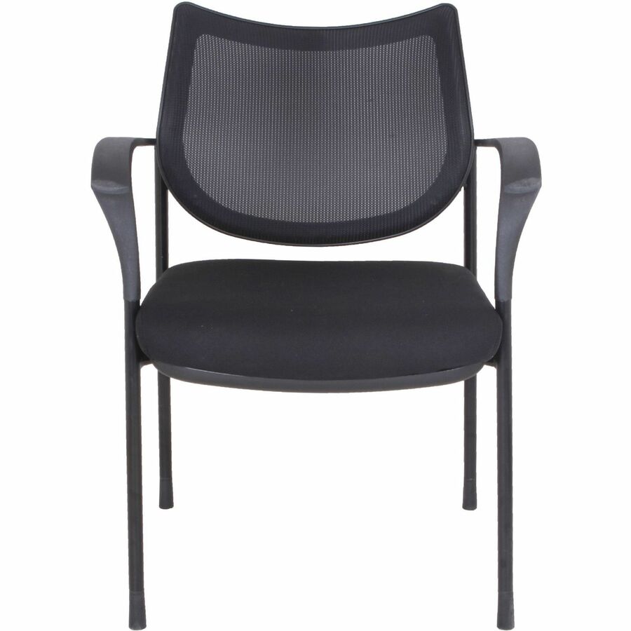 Lorell Mesh Back Guest Chair with Arms - Fabric Seat Material - Plastic Frame Material - Four-legged Base - Black - Armr