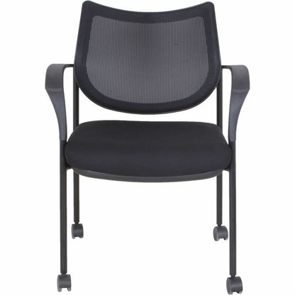 Lorell Mesh Back Guest Chair with Arms - Fabric Seat Material - Plastic Frame Material - Four-legged Base - Black - Armr