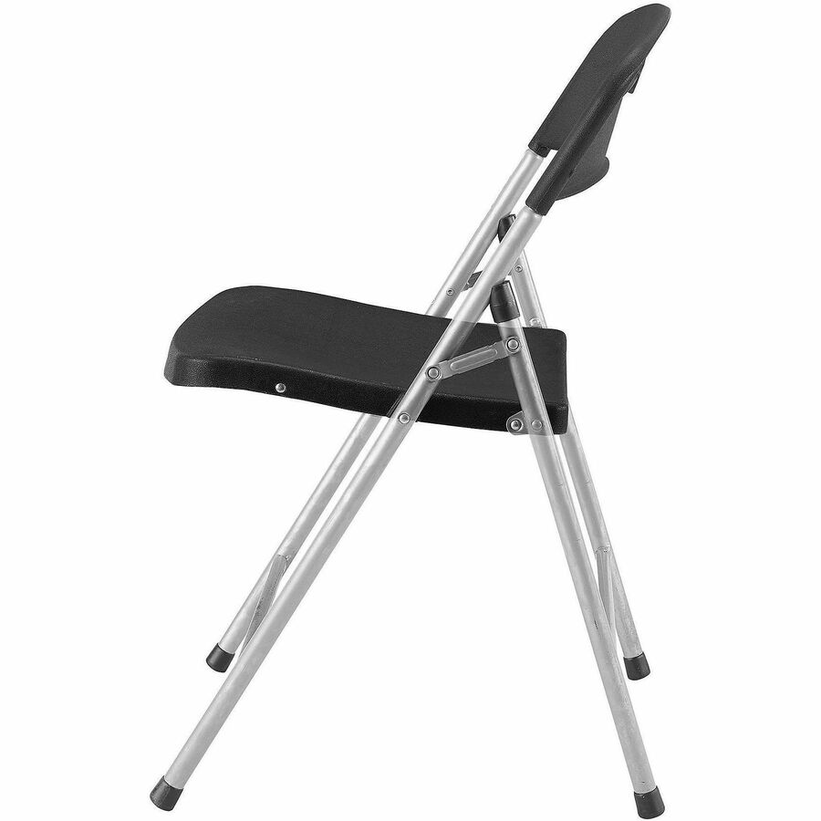 Lorell Heavy-Duty Folding Chairs - Black Seat Color - Plastic Seat Material - Black Back Color - Plastic Back Material -