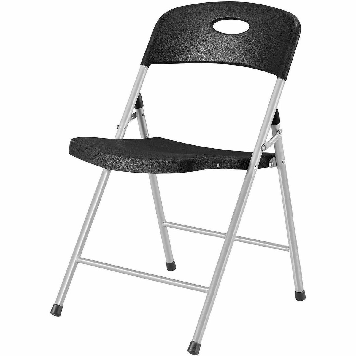 Lorell Heavy-Duty Folding Chairs - Black Seat Color - Plastic Seat Material - Black Back Color - Plastic Back Material -