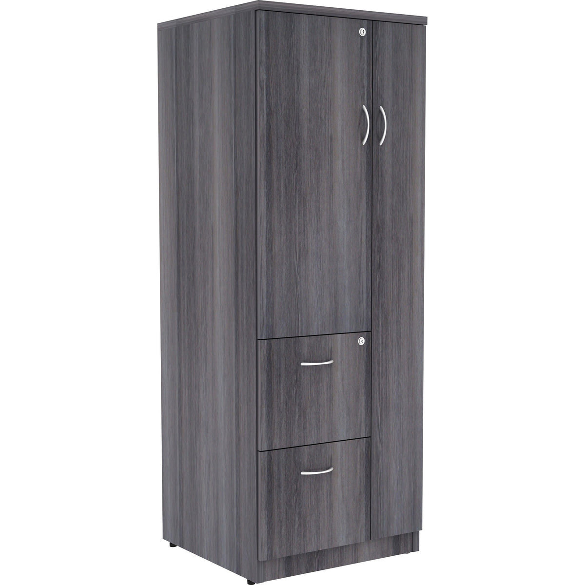 Lorell Essentials/Revelance Tall Storage Cabinet - 65.6" Height x 23.6" Width x 23.6" Depth - Total Drawer(s): 2 - 2 She