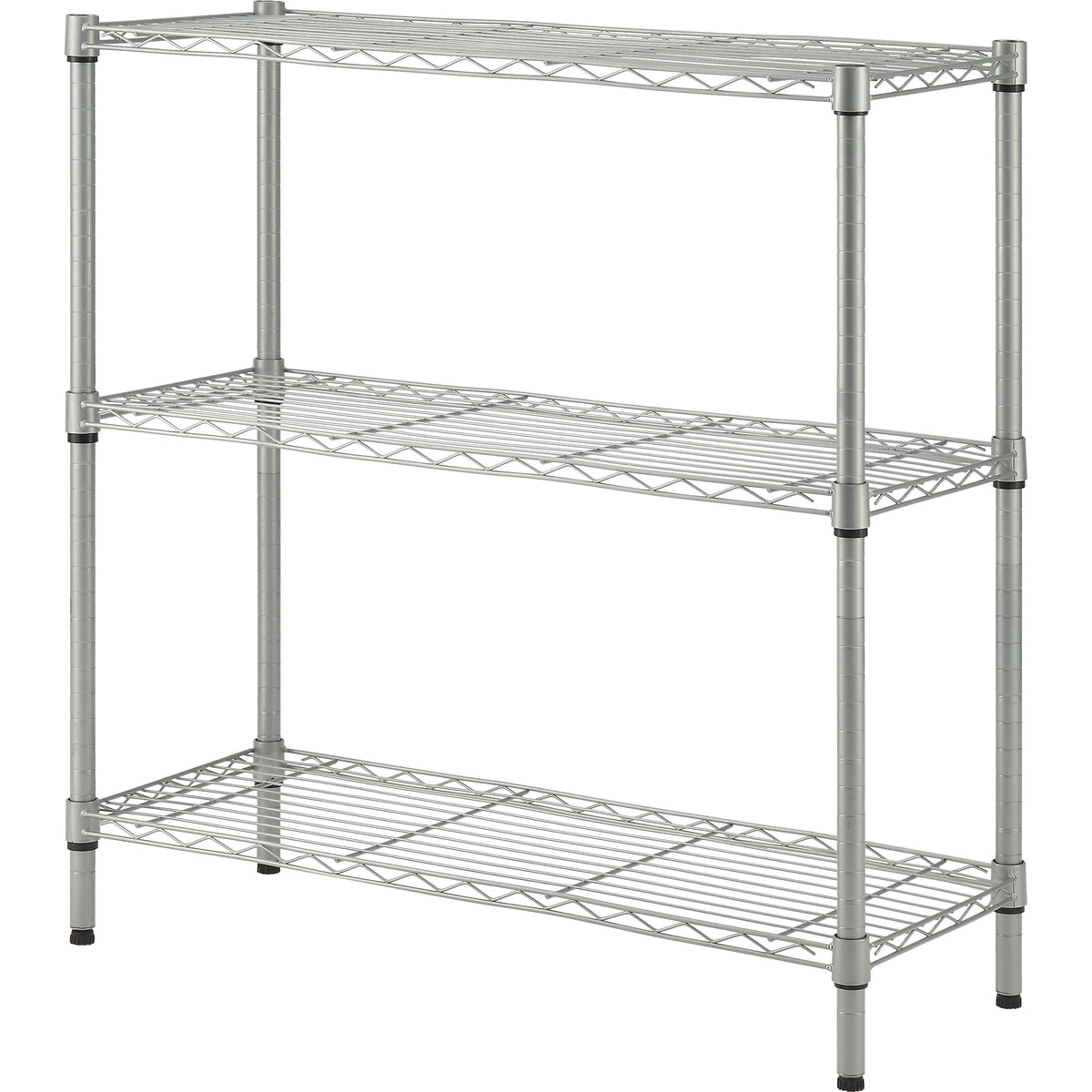 Lorell Light-Duty Wire Shelving - 3 Tier(s) - 36" Height x 36" Width x 14" Depth - Floor - Sturdy - Epoxy - Silver - Pla
