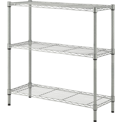 Lorell Light-Duty Wire Shelving - 3 Tier(s) - 36" Height x 36" Width x 14" Depth - Floor - Sturdy - Epoxy - Silver - Pla