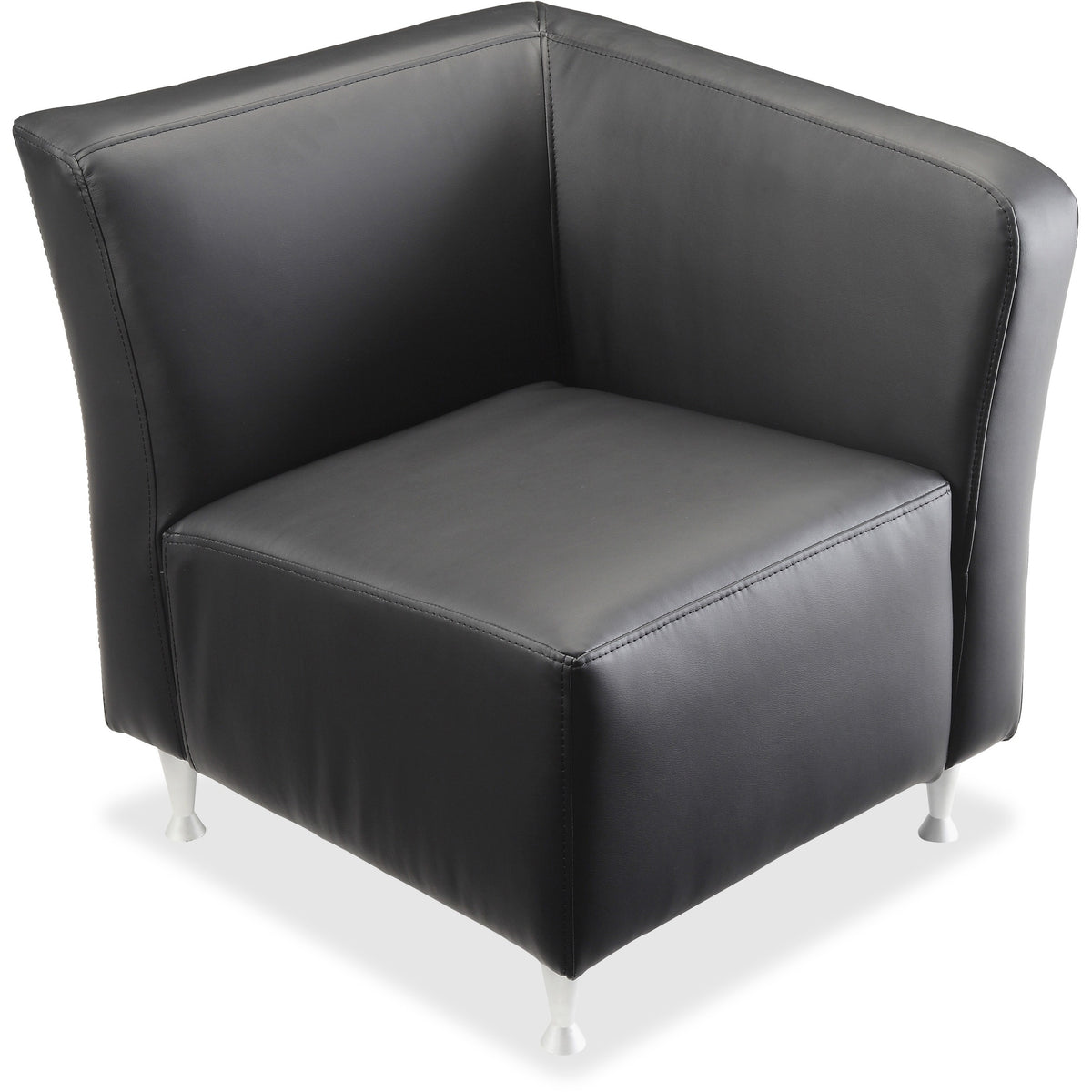 Lorell Fuze Modular Series Left Lounge Chair - Black Seat Color - Leather Seat Material - Black Back Color - Leather Bac