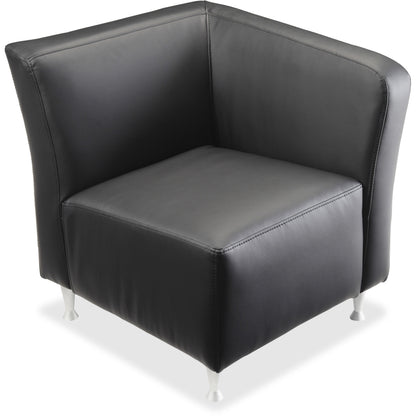 Lorell Fuze Modular Series Left Lounge Chair - Black Seat Color - Leather Seat Material - Black Back Color - Leather Bac